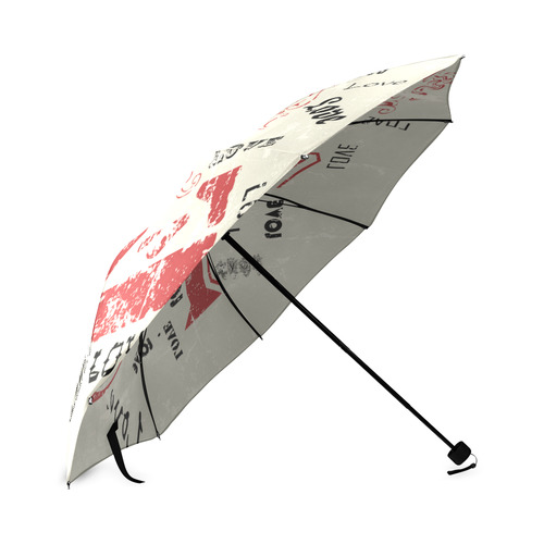 Love Red Black Valentine Grunge Background Foldable Umbrella (Model U01)