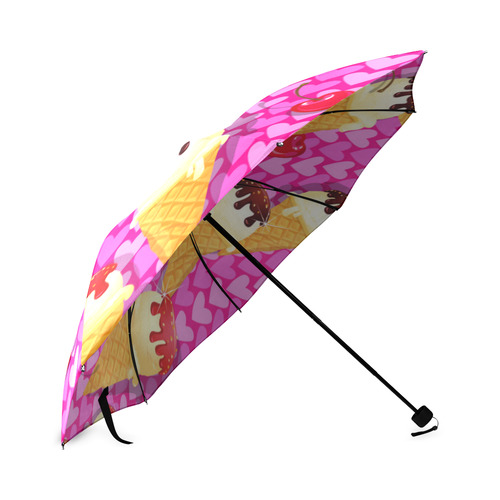 Ice Cream Love Hearts Cherries Colorful Foldable Umbrella (Model U01)
