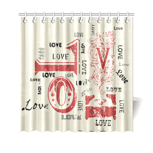Love Red Black Valentine Grunge Background Shower Curtain 69"x70"