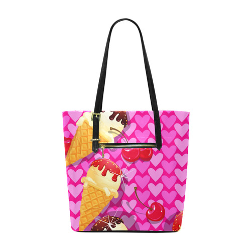 Ice Cream Love Hearts Cherries Colorful Euramerican Tote Bag/Small (Model 1655)