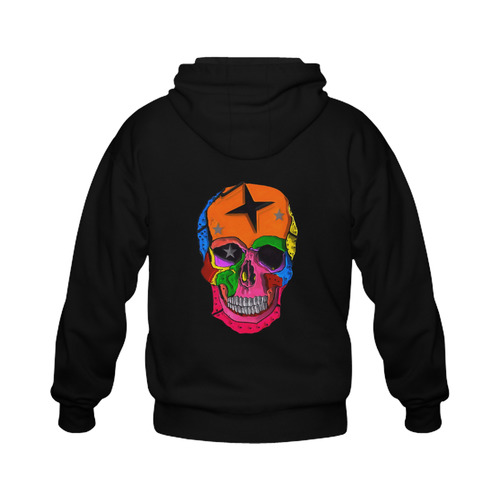 Skull Popart by Popart Lover Gildan Full Zip Hooded Sweatshirt (Model H02)
