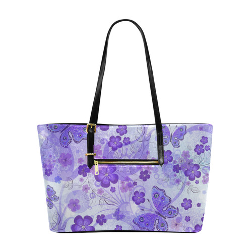 Purple Butterfly Garden Euramerican Tote Bag/Large (Model 1656)