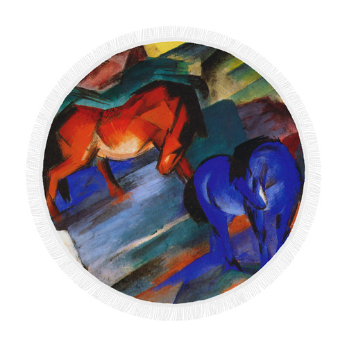 Red and Blue Horse by Franz Marc Circular Beach Shawl 59"x 59"