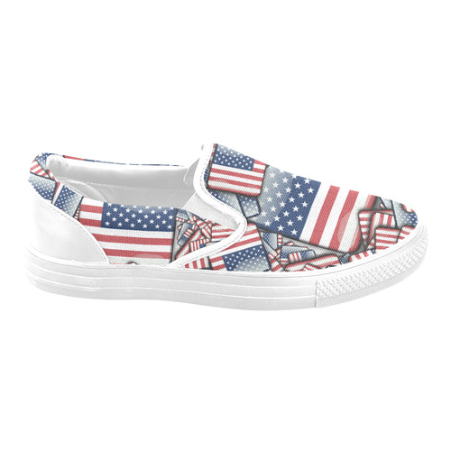 Flag_United_States_by_JAMColors Slip-on Canvas Shoes for Men/Large Size (Model 019)