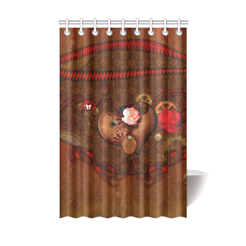 Steampunk heart with roses, valentines Shower Curtain 48"x72"