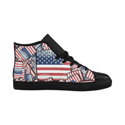 Flag_United_States_by_JAMColors Aquila High Top Microfiber Leather Women's Shoes/Large Size (Model 032)