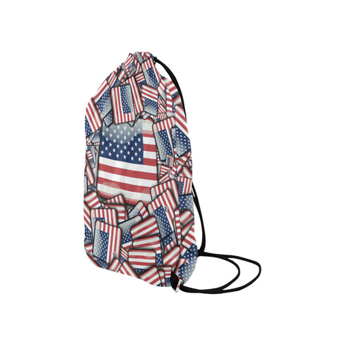 Flag_United_States_by_JAMColors Small Drawstring Bag Model 1604 (Twin Sides) 11"(W) * 17.7"(H)