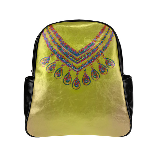 Jewelry COLLIER Blue Green Pink Multi-Pockets Backpack (Model 1636)
