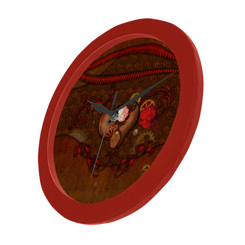 Steampunk heart with roses, valentines Circular Plastic Wall clock