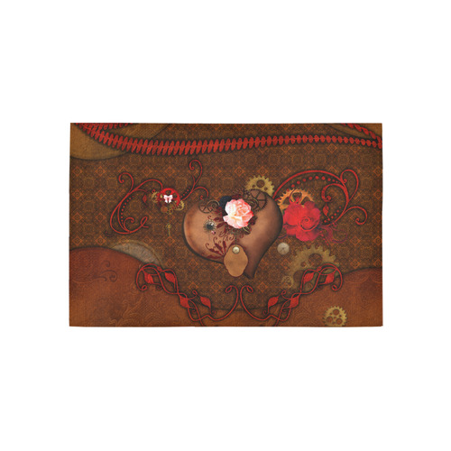 Steampunk heart with roses, valentines Area Rug 5'x3'3''