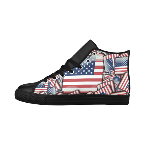 Flag_United_States_by_JAMColors Aquila High Top Microfiber Leather Women's Shoes/Large Size (Model 032)