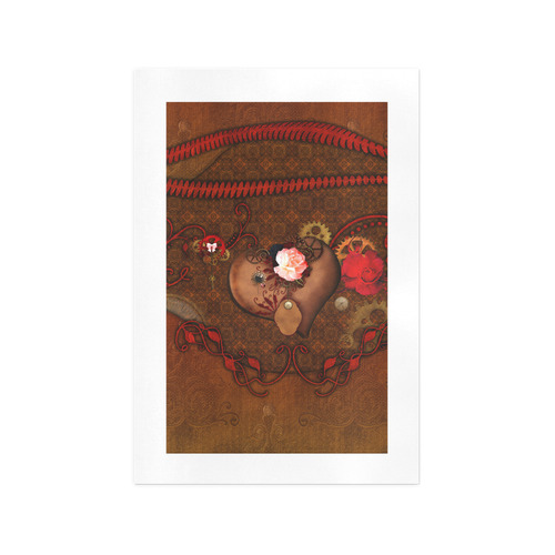 Steampunk heart with roses, valentines Art Print 13‘’x19‘’