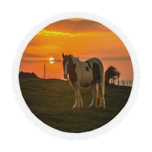 Sunset Horse Circular Beach Shawl 59"x 59"