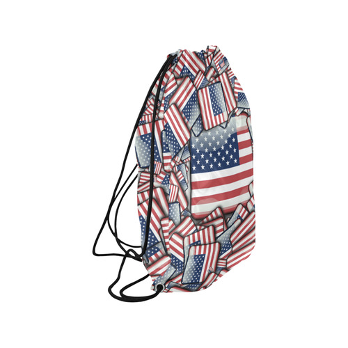 Flag_United_States_by_JAMColors Small Drawstring Bag Model 1604 (Twin Sides) 11"(W) * 17.7"(H)