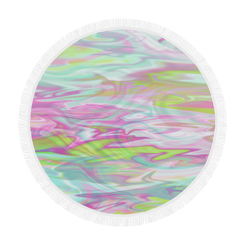 Pastel Iridescent Marble Waves Pattern Circular Beach Shawl 59"x 59"