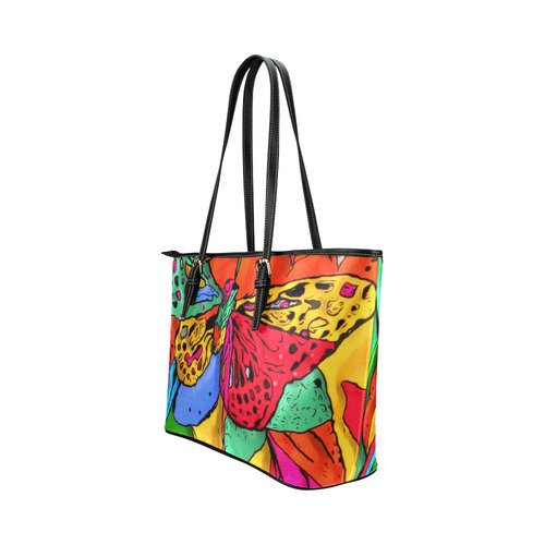 Fly my butterfly by Nico Bielow Leather Tote Bag/Large (Model 1651)