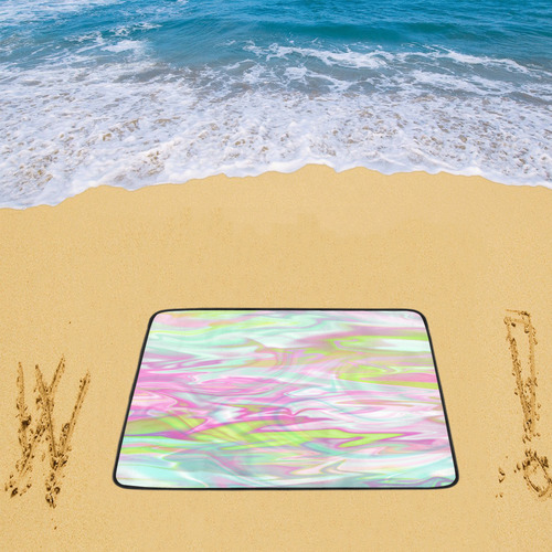 Pastel Iridescent Marble Waves Pattern Beach Mat 78"x 60"