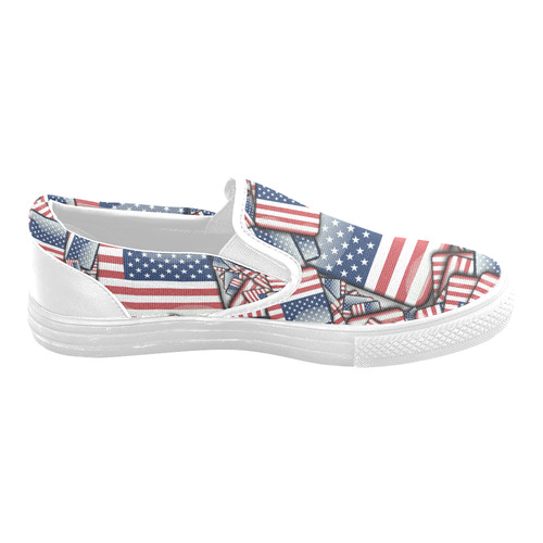 Flag_United_States_by_JAMColors Slip-on Canvas Shoes for Men/Large Size (Model 019)