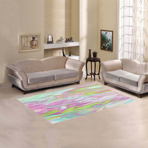 Pastel Iridescent Marble Waves Pattern Area Rug 5'x3'3''