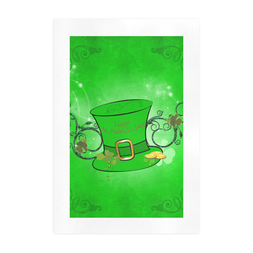 Happy St. Patrick's day, hat and clovers Art Print 19‘’x28‘’