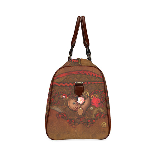 Steampunk heart with roses, valentines Waterproof Travel Bag/Small (Model 1639)