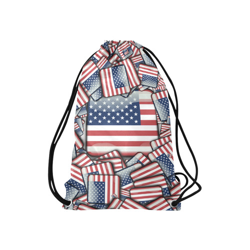 Flag_United_States_by_JAMColors Small Drawstring Bag Model 1604 (Twin Sides) 11"(W) * 17.7"(H)