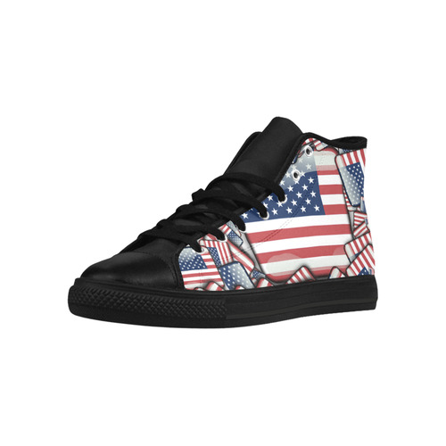 Flag_United_States_by_JAMColors Aquila High Top Microfiber Leather Women's Shoes (Model 032)