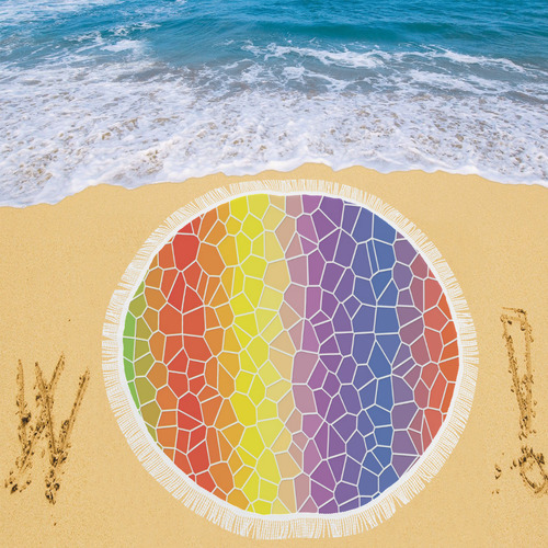 Mosaic Rainbow Circular Beach Shawl 59"x 59"