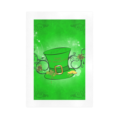 Happy St. Patrick's day, hat and clovers Art Print 16‘’x23‘’