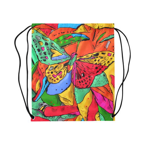 Fly my butterfly by Nico Bielow Large Drawstring Bag Model 1604 (Twin Sides)  16.5"(W) * 19.3"(H)