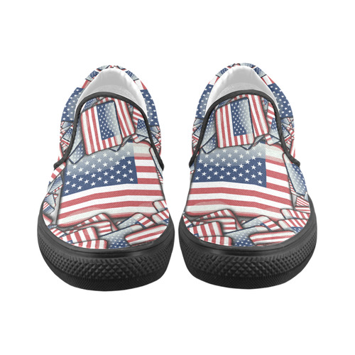 Flag_United_States_by_JAMColors Slip-on Canvas Shoes for Men/Large Size (Model 019)