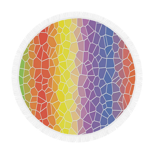 Mosaic Rainbow Circular Beach Shawl 59"x 59"