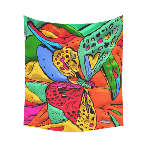 Fly my butterfly by Nico Bielow Cotton Linen Wall Tapestry 60"x 51"