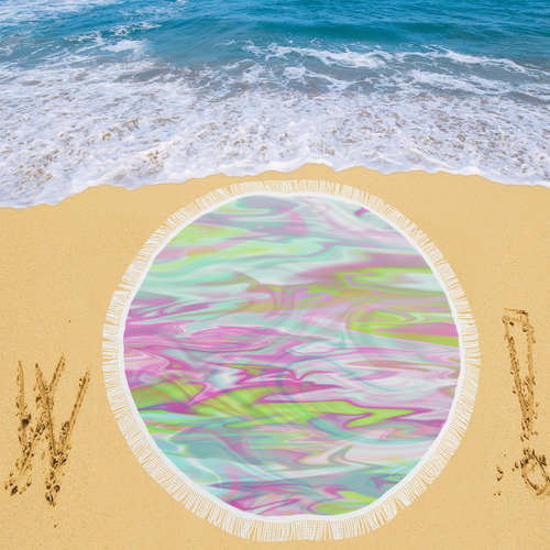 Pastel Iridescent Marble Waves Pattern Circular Beach Shawl 59"x 59"