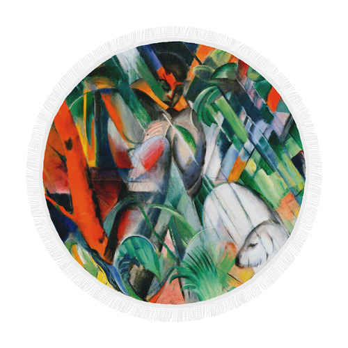 In The Rain by Franz Marc Circular Beach Shawl 59"x 59"