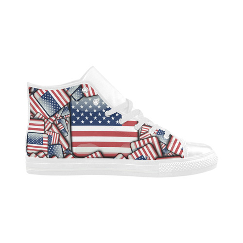 Flag_United_States_by_JAMColors Aquila High Top Microfiber Leather Women's Shoes (Model 032)