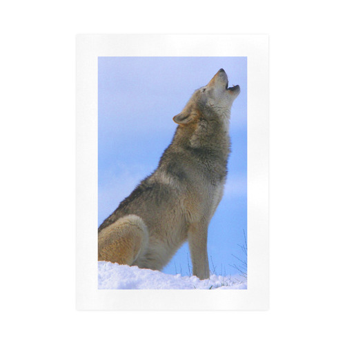 Howling Winter Wolf Art Print 16‘’x23‘’