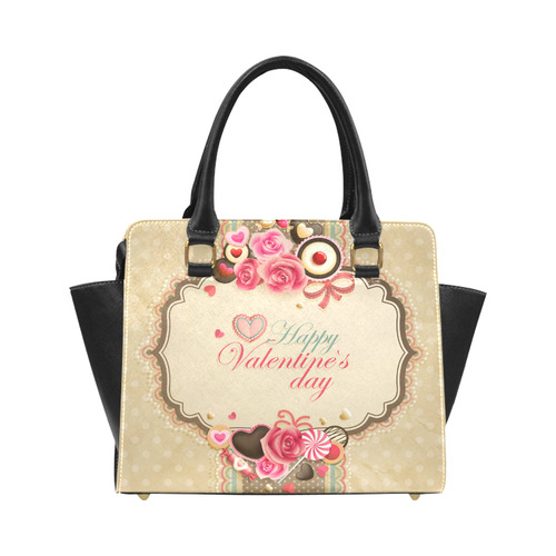 Beautiful Floral Valentine Day Hearts Classic Shoulder Handbag (Model 1653)