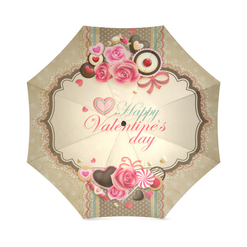 Beautiful Floral Valentine Day Hearts Foldable Umbrella (Model U01)