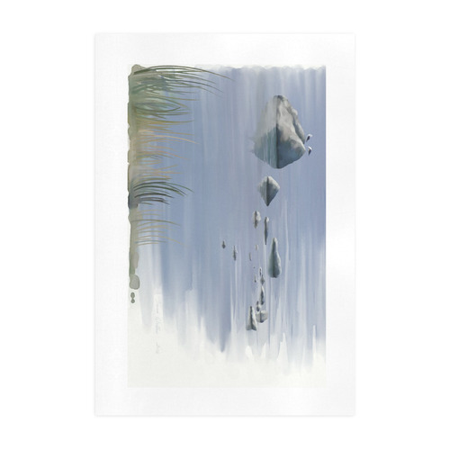 Gulls on stones, watercolor birds Art Print 19‘’x28‘’