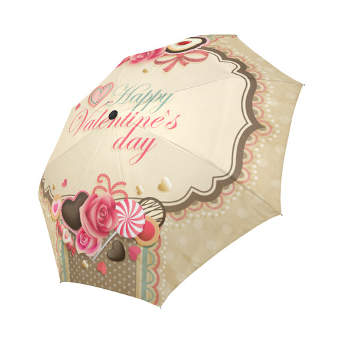 Beautiful Floral Valentine Day Hearts Auto-Foldable Umbrella (Model U04)