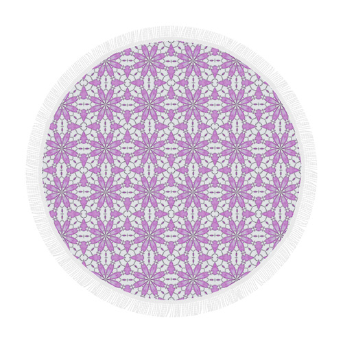 Sexy White and Lavender Floral Lace Circular Beach Shawl 59"x 59"