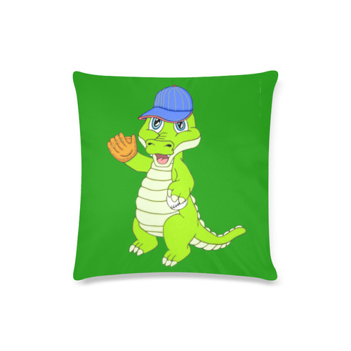 Baseball Gator Custom Zippered Pillow Case 16"x16"(Twin Sides)