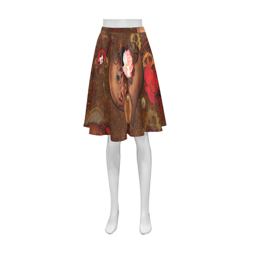 Steampunk heart with roses, valentines Athena Women's Short Skirt (Model D15)