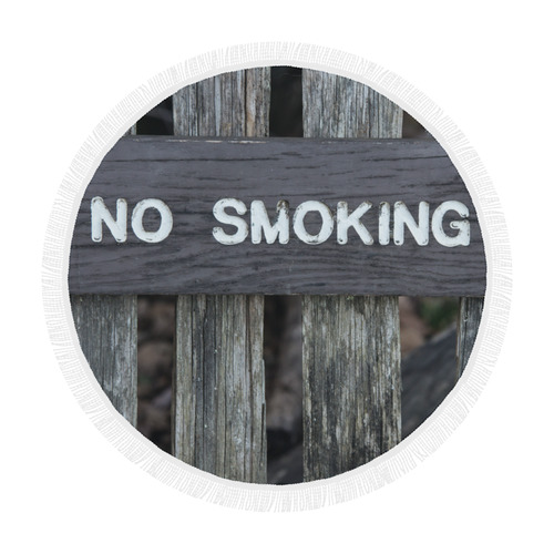 Wooden No Smoking Sign Circular Beach Shawl 59"x 59"