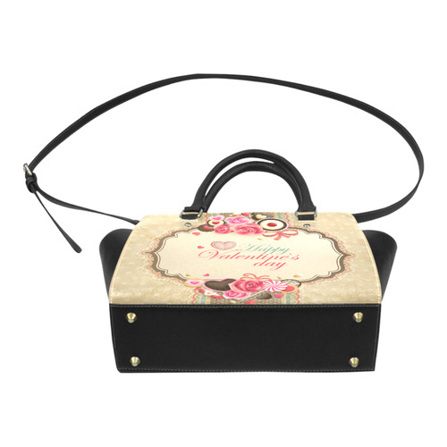 Beautiful Floral Valentine Day Hearts Classic Shoulder Handbag (Model 1653)