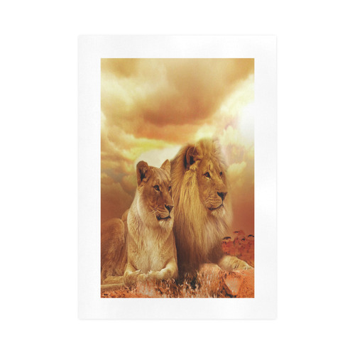 Lion Couple Sunset Fantasy Art Print 16‘’x23‘’