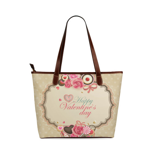 Beautiful Floral Valentine Day Hearts Shoulder Tote Bag (Model 1646)