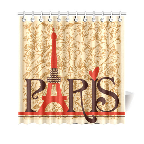 Paris Eiffel Tower Vintage Retro Shower Curtain 69"x70"