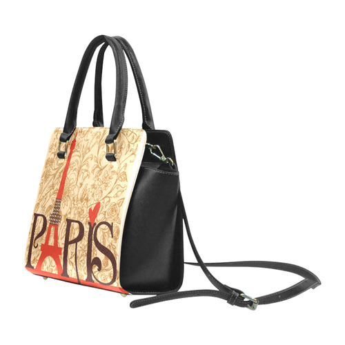 Paris Eiffel Tower Vintage Retro Rivet Shoulder Handbag (Model 1645)